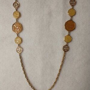 Vintage 1970s Mid-Century Modern Costume Jewelry, "Taste of Honey" Necklace, Ff
